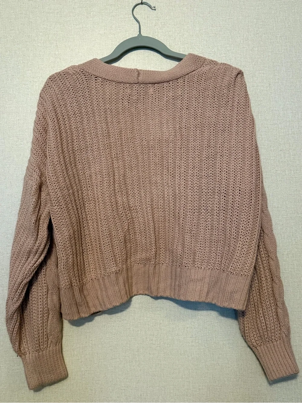 SO Blush Pink Cable-Knit Button Cardigan